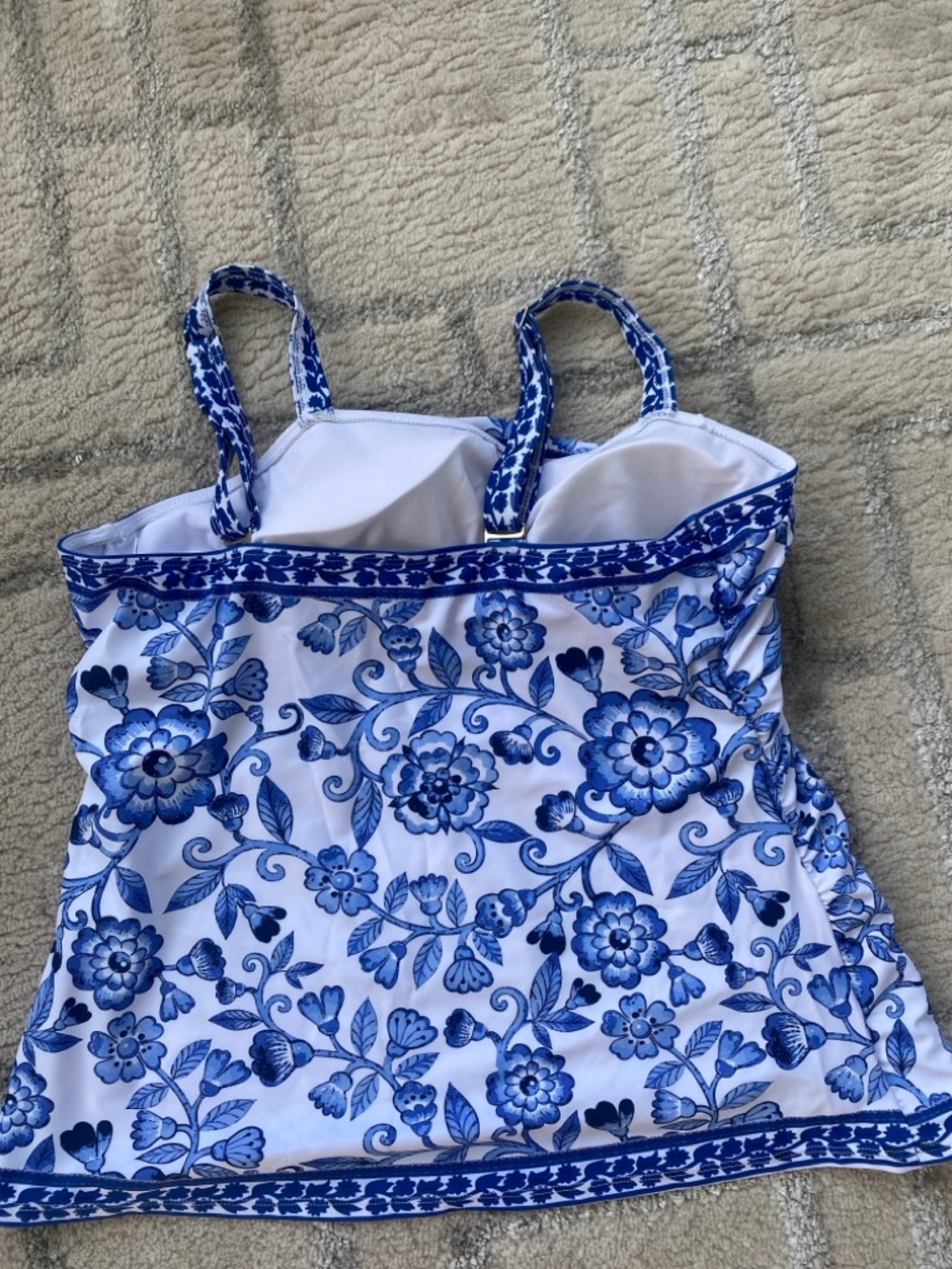 Rotita Blue & White Floral Tankini Set - Tummy Control Swimdress Skort NWOT - Picture 6 of 11